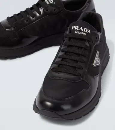 Prada Logo leather-trimmed sneakers | Thumbnail 3 Prada Logo leather-trimmed sneakers | Thumbnail 3
