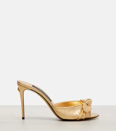 Dolce & Gabbana Bow-detail metallic leather mules | Thumbnail 2