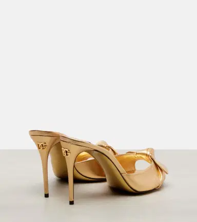 Dolce & Gabbana Bow-detail metallic leather mules | Thumbnail 3
