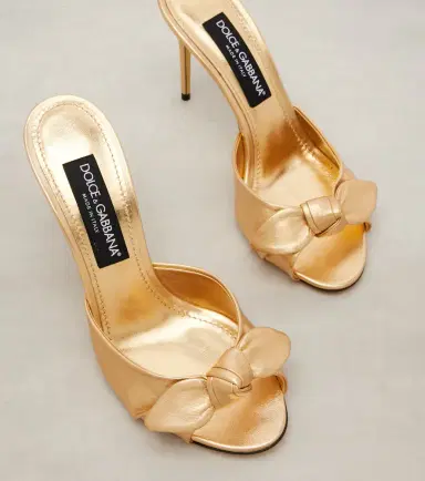 Dolce & Gabbana Bow-detail metallic leather mules | Thumbnail 4