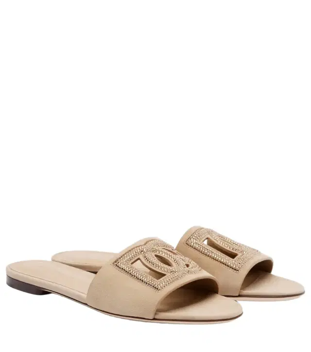 Dolce & Gabbana DG crystal-embellished suede slides