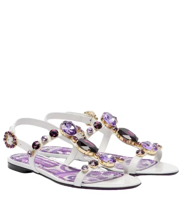 Dolce & Gabbana Embellished leather slingback sandals