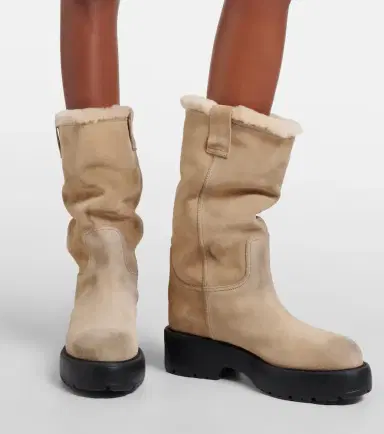 Miu Miu Shearling-lined suede knee-high boots | Thumbnail 5