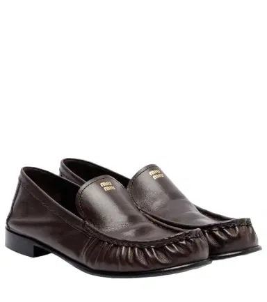 Miu Miu Logo leather loafers | Thumbnail 1