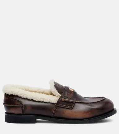 Miu Miu Shearling-lined leather penny loafers | Thumbnail 2 Miu Miu Shearling-lined leather penny loafers | Thumbnail 2