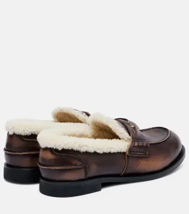 Miu Miu Shearling-lined leather penny loafers | Thumbnail 4 Miu Miu Shearling-lined leather penny loafers | Thumbnail 4