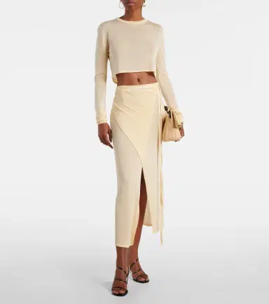 The Frankie Shop Alsen knitted sheer wrap skirt | Thumbnail 2