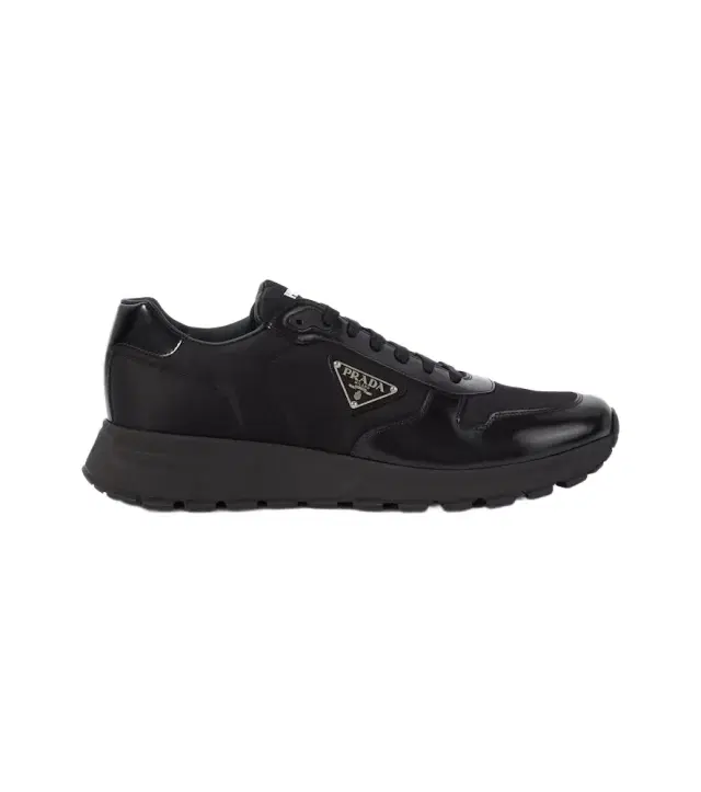 Re-Nylon and leather sneakers