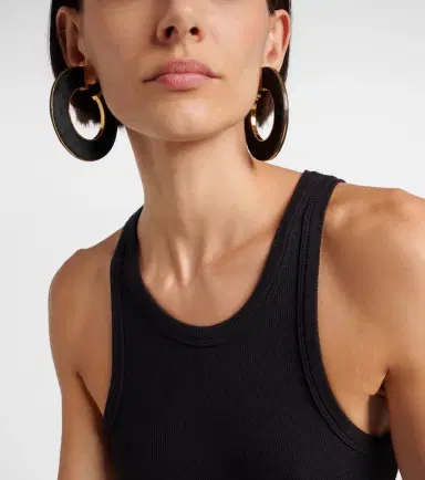 Alaïa Alaïa Blade Medium leather hoop earrings | Thumbnail 5