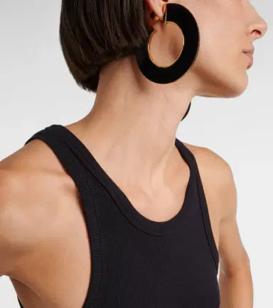 Alaïa Alaïa Blade Medium leather hoop earrings | Thumbnail 6