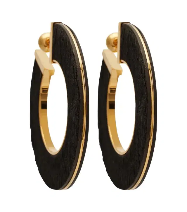 Alaia Alaïa Blade Medium leather hoop earrings