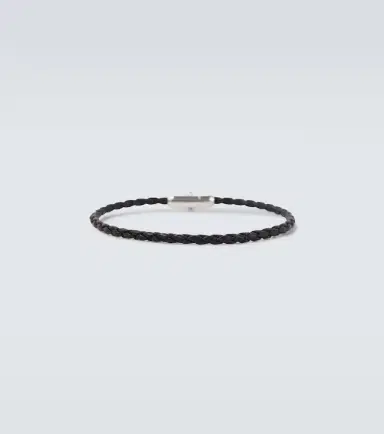 Bottega Veneta Braided leather and sterling silver bracelet | Thumbnail 2