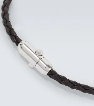 Bottega Veneta Braided leather and sterling silver bracelet | Thumbnail 3
