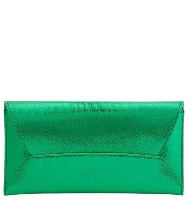 Aquazzura Envelope Small metallic leather clutch