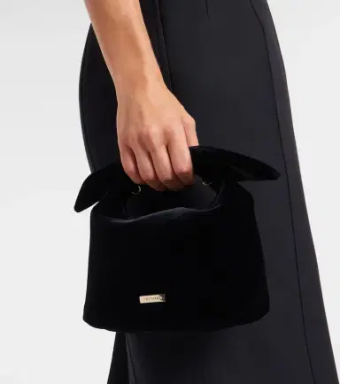 Aquazzura Bow Tie Small velvet tote bag | Thumbnail 5