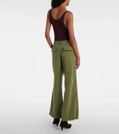 Nili Lotan Leon mid-rise cotton twill wide-leg pants | Thumbnail 4