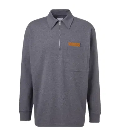 Bottega Veneta Intrecciato cotton jersey polo sweater | Thumbnail 1 Bottega Veneta Intrecciato cotton jersey polo sweater | Thumbnail 1