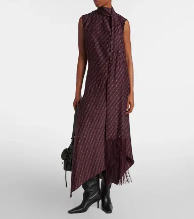 Acne Studios Asymmetric fringed silk midi dress | Thumbnail 2