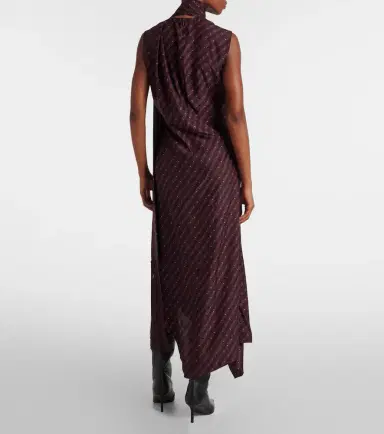 Acne Studios Asymmetric fringed silk midi dress | Thumbnail 3
