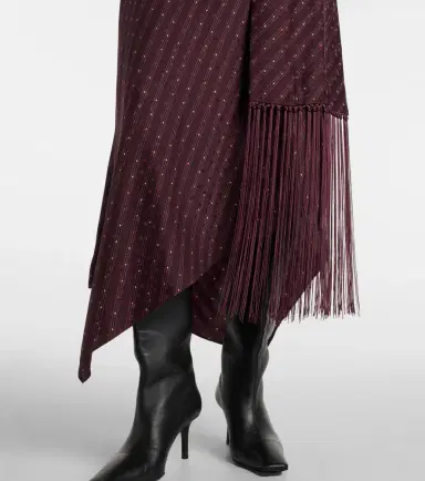 Acne Studios Asymmetric fringed silk midi dress | Thumbnail 4