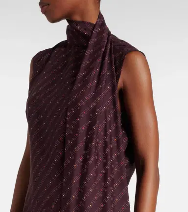 Acne Studios Asymmetric fringed silk midi dress | Thumbnail 5