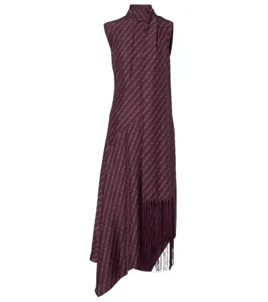 Acne Studios Asymmetric fringed silk midi dress | Thumbnail 1