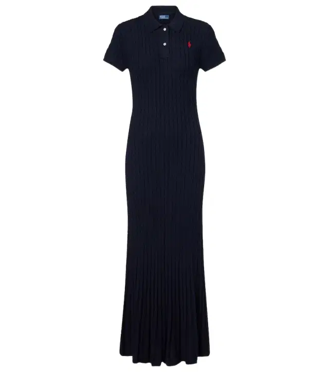 Polo Ralph Lauren Ribbed-knit cotton-blend polo dress