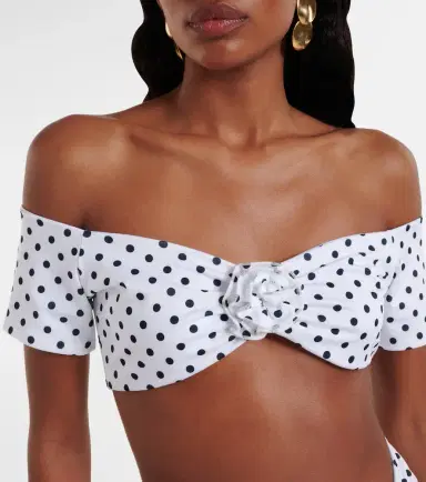 Bananhot Stefani polka-dot off-shoulder crop top | Thumbnail 3