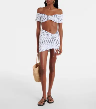 Bananhot Stefani polka-dot off-shoulder crop top | Thumbnail 5