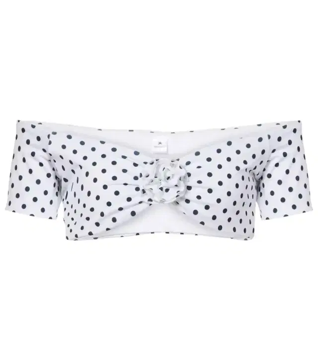 Bananhot Stefani polka-dot off-shoulder crop top