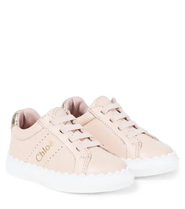 Chloe Kids Chloé Kids Baby Lauren scalloped leather sneakers