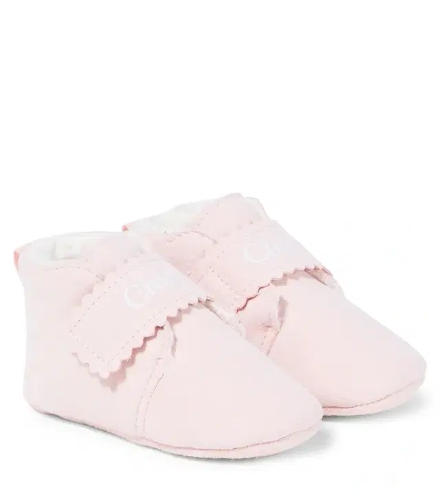 Chloe Kids Chloé Kids Baby scalloped suede booties