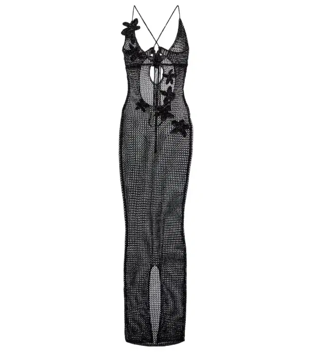 Bananhot Hilsa open-knit lamé maxi dress
