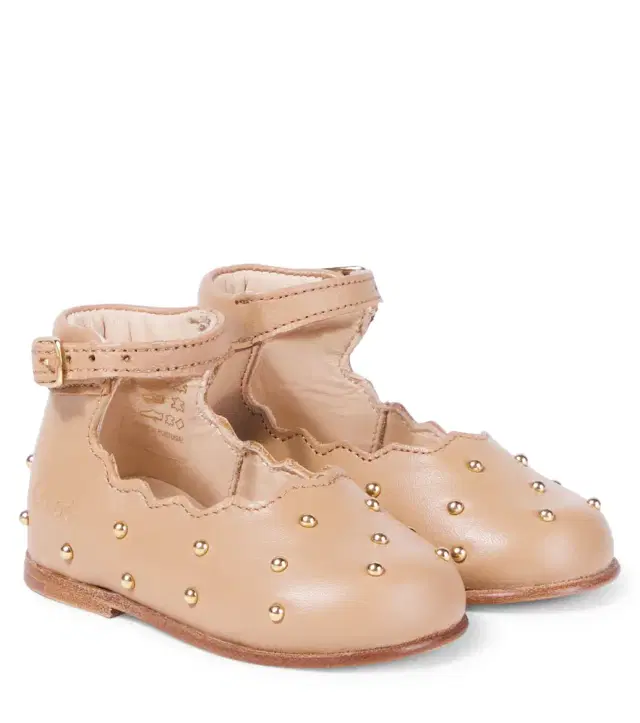 Chloe Kids Chloé Kids Baby studded leather ballet flats