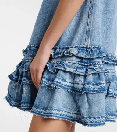 Ganni Ruffled denim minidress | Thumbnail 2