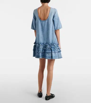 Ganni Ruffled denim minidress | Thumbnail 3