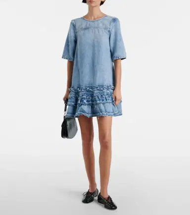 Ganni Ruffled denim minidress | Thumbnail 5