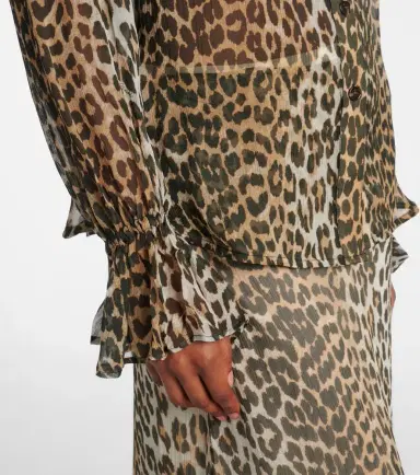 Ganni Leopard-print tie-neck chiffon blouse | Thumbnail 5