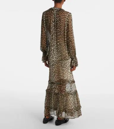 Ganni Leopard-print tie-neck chiffon blouse | Thumbnail 6