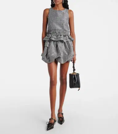 Ganni Gingham ruffled top | Thumbnail 2