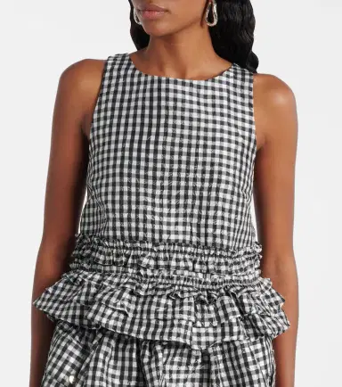 Ganni Gingham ruffled top | Thumbnail 3