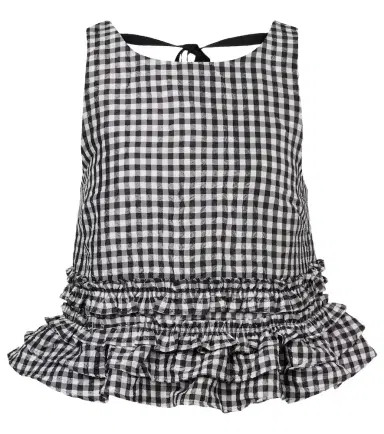 Ganni Gingham ruffled top | Thumbnail 1