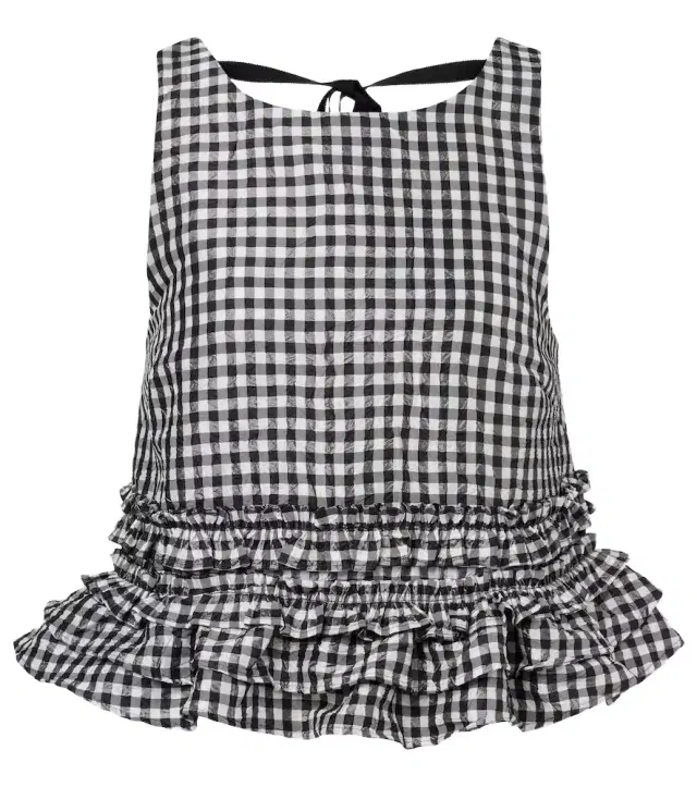 Ganni Gingham ruffled top