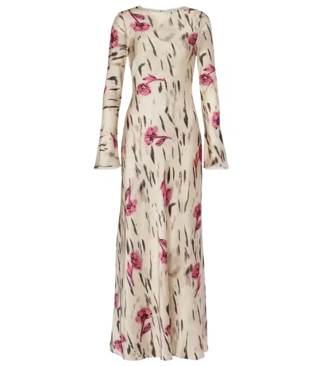 Ganni Floral open-back satin maxi dress