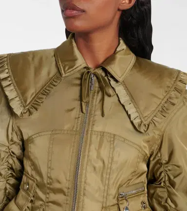 Ganni Cropped ruched bomber jacket | Thumbnail 2
