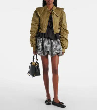 Ganni Cropped ruched bomber jacket | Thumbnail 6