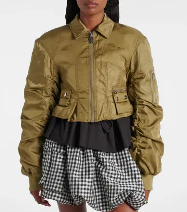 Ganni Cropped ruched bomber jacket | Thumbnail 7