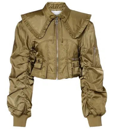 Ganni Cropped ruched bomber jacket | Thumbnail 1