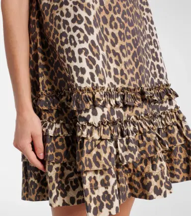 Ganni Leopard-print ruffled cotton poplin minidress | Thumbnail 4 Ganni Leopard-print ruffled cotton poplin minidress | Thumbnail 4