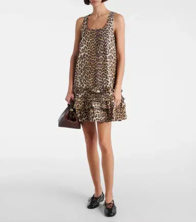 Ganni Leopard-print ruffled cotton poplin minidress | Thumbnail 5 Ganni Leopard-print ruffled cotton poplin minidress | Thumbnail 5